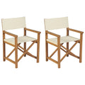 Regiestühle 2 Stk. Klappbar Creme Massivholz Teak
