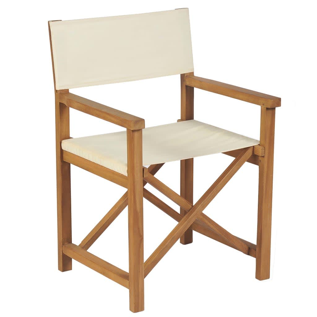 Regiestühle 2 Stk. Klappbar Creme Massivholz Teak