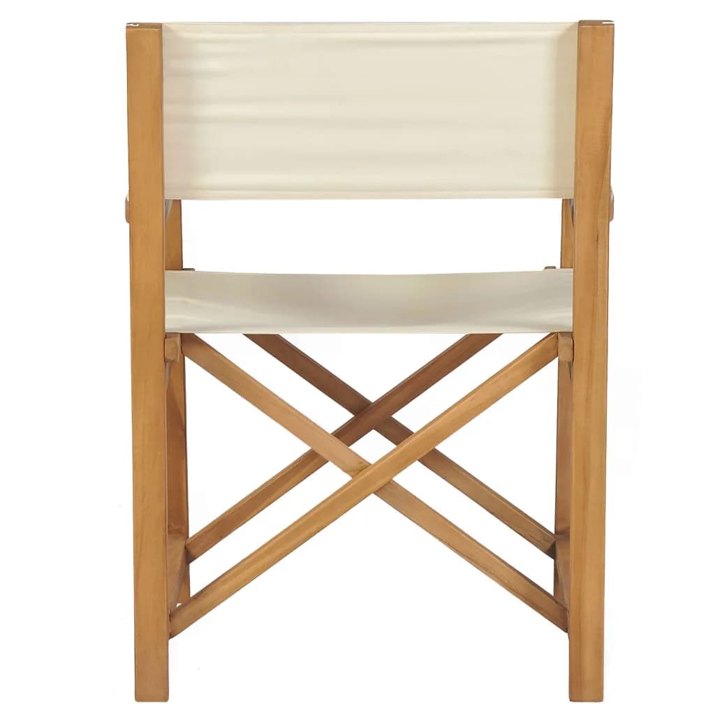 Regiestühle 2 Stk. Klappbar Creme Massivholz Teak