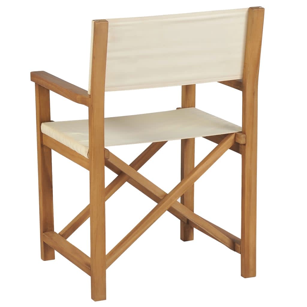 Regiestühle 2 Stk. Klappbar Creme Massivholz Teak