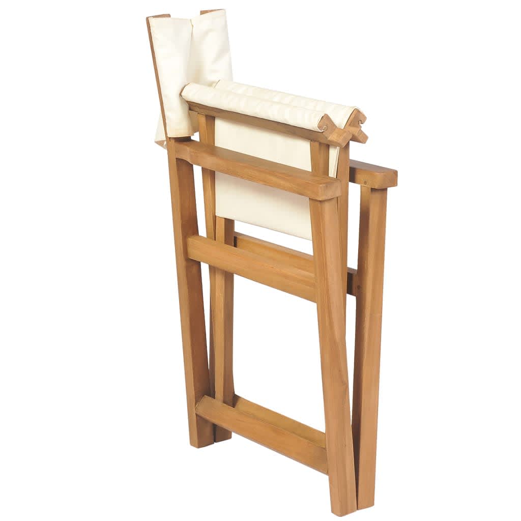 Regiestühle 2 Stk. Klappbar Creme Massivholz Teak