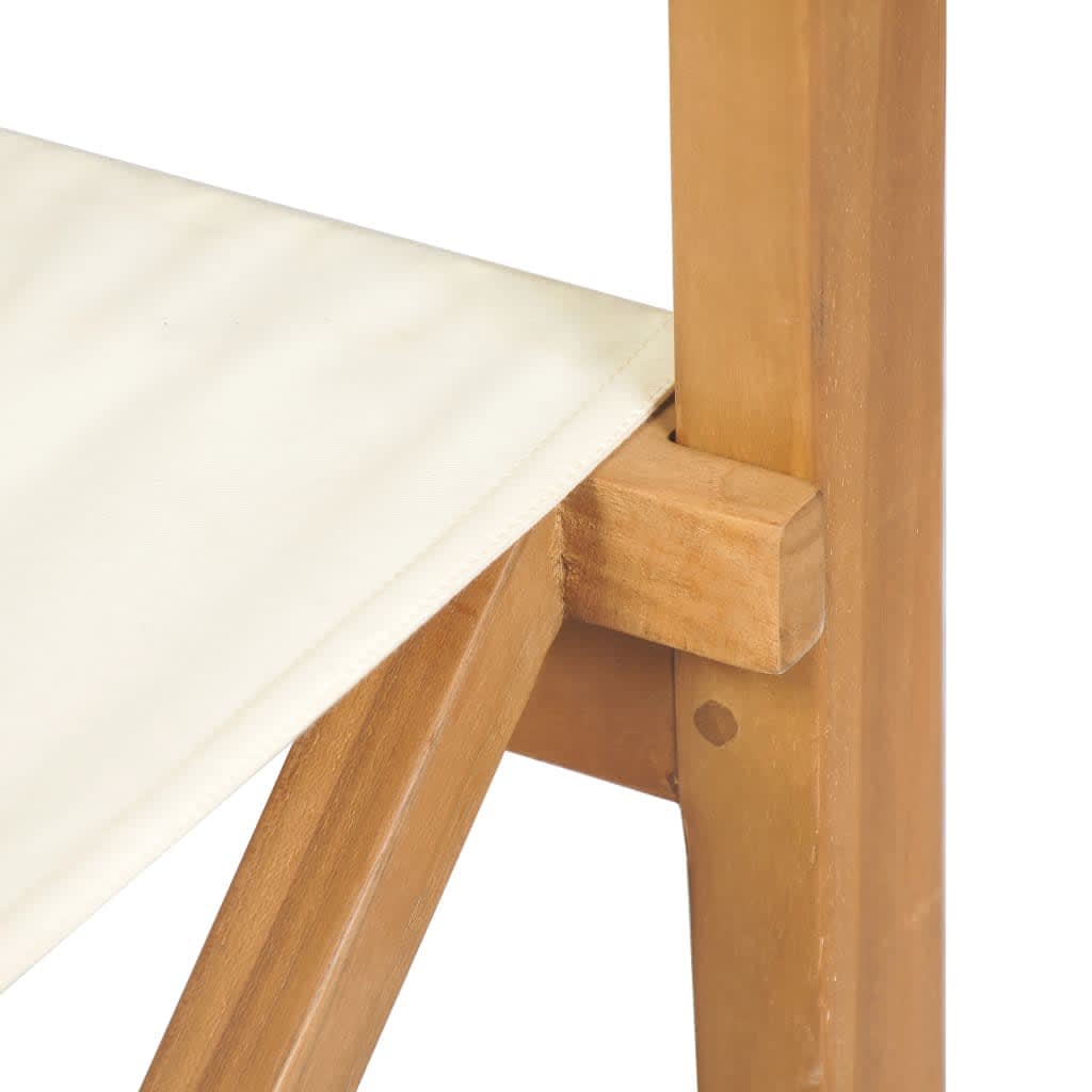 Regiestühle 2 Stk. Klappbar Creme Massivholz Teak