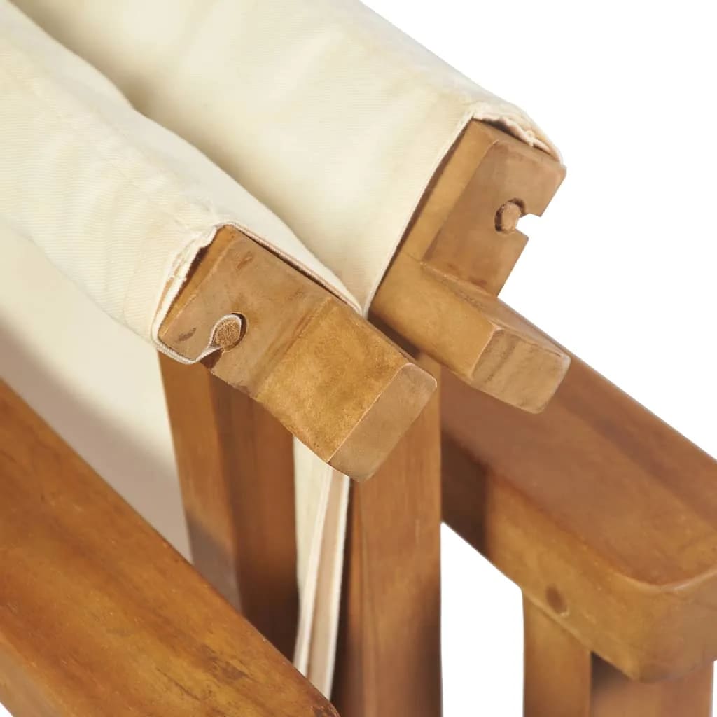 Regiestühle 2 Stk. Klappbar Creme Massivholz Teak