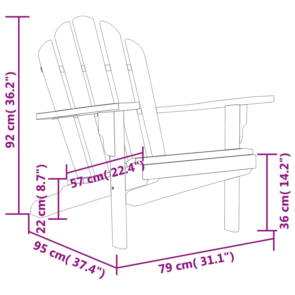 Adirondack-Gartenstuhl 79x95x92 cm Massivholz Teak