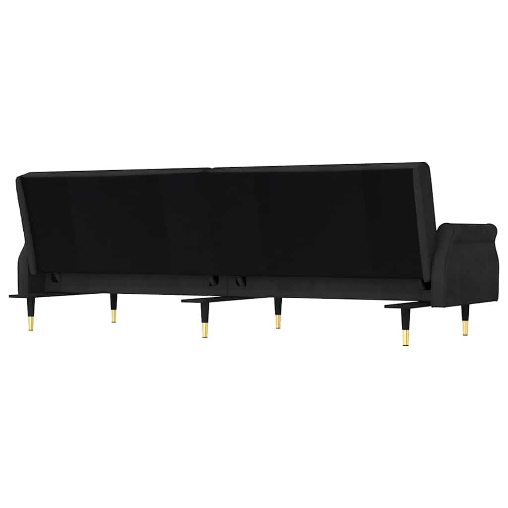 Schlafsofa mit Kissen Schwarz Samt