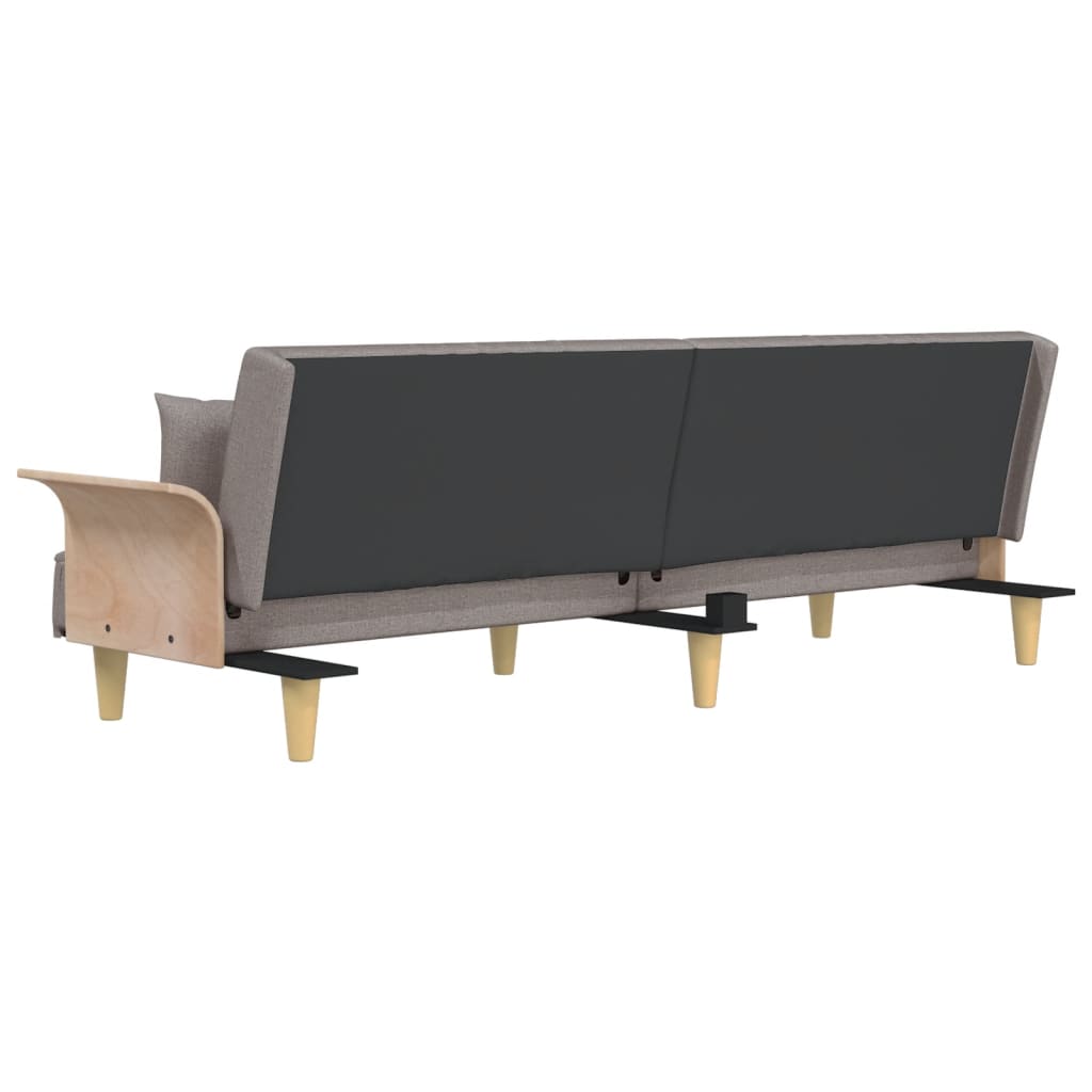 Schlafsofa mit Armlehnen Taupe Stoff
