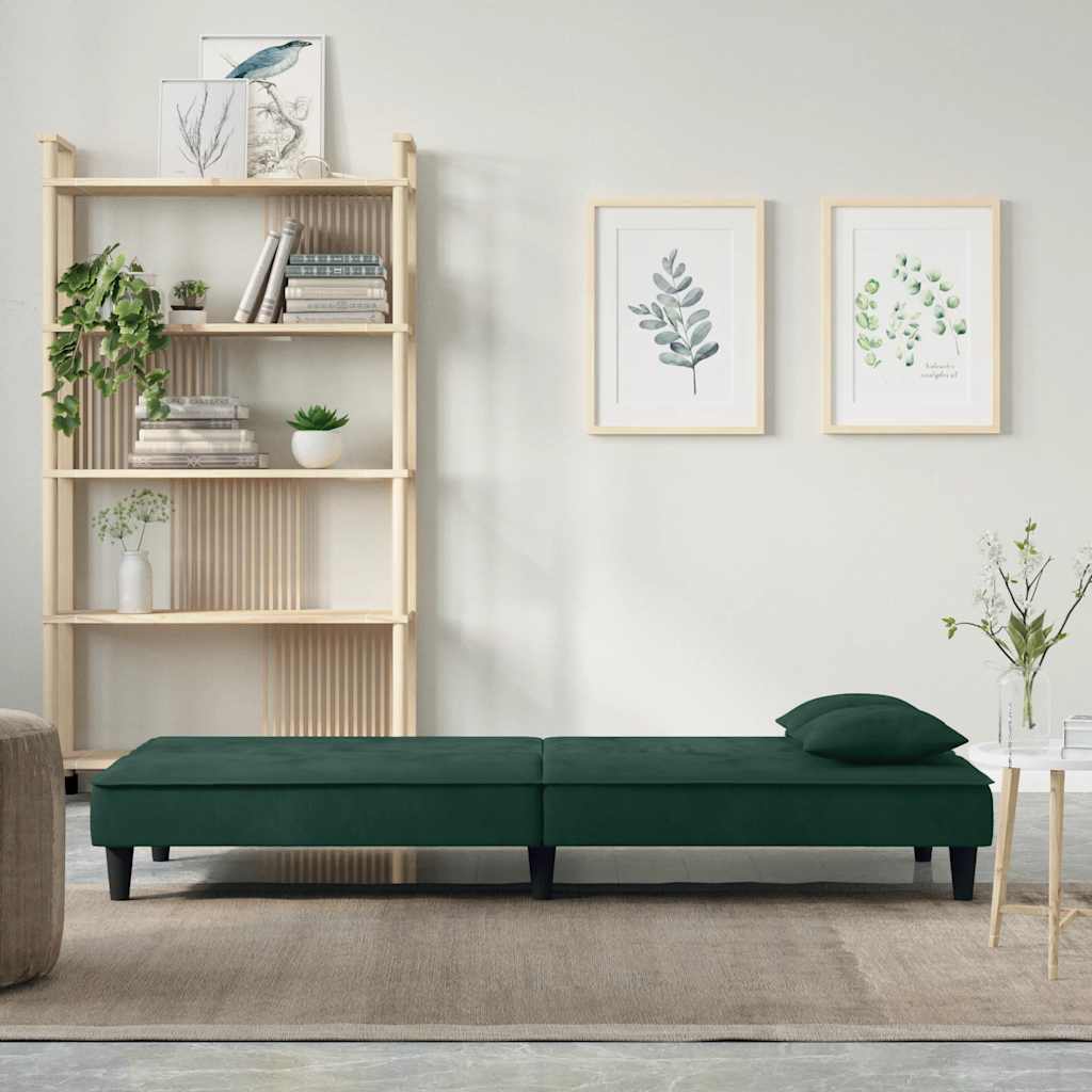Schlafsofa Dunkelgrün Samt