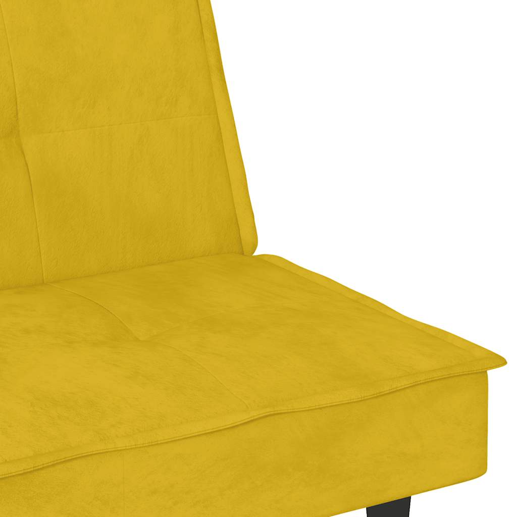 Schlafsofa mit Getränkehaltern Gelb Samt