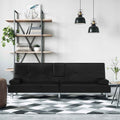 Schlafsofa mit Getränkehaltern Schwarz Kunstleder