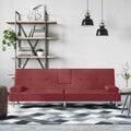 Schlafsofa mit Getränkehaltern Rot Kunstleder