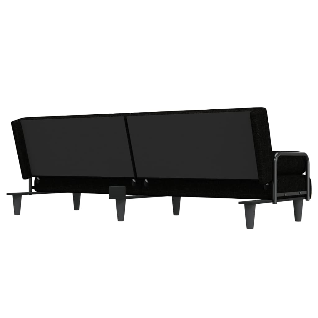 Schlafsofa mit Armlehnen Schwarz Stoff