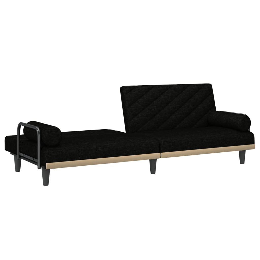 Schlafsofa mit Armlehnen Schwarz Stoff