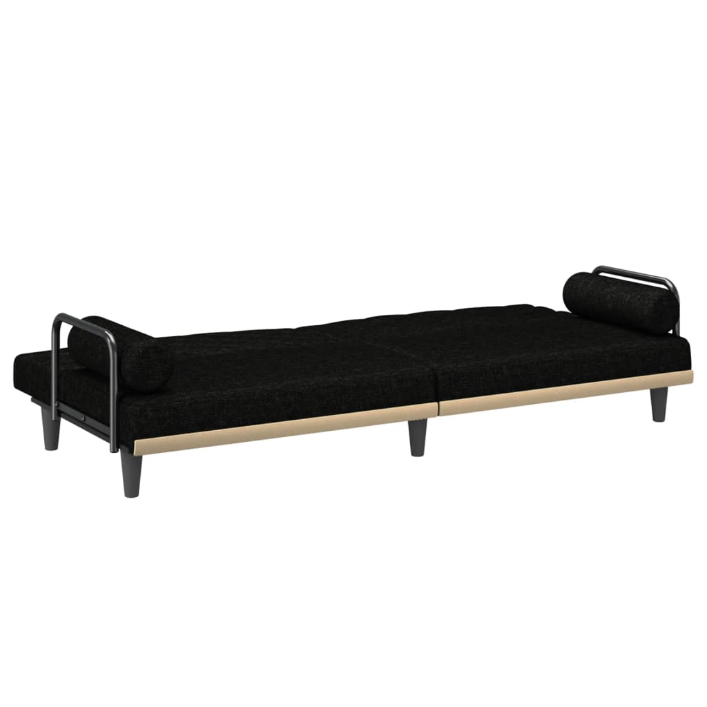 Schlafsofa mit Armlehnen Schwarz Stoff