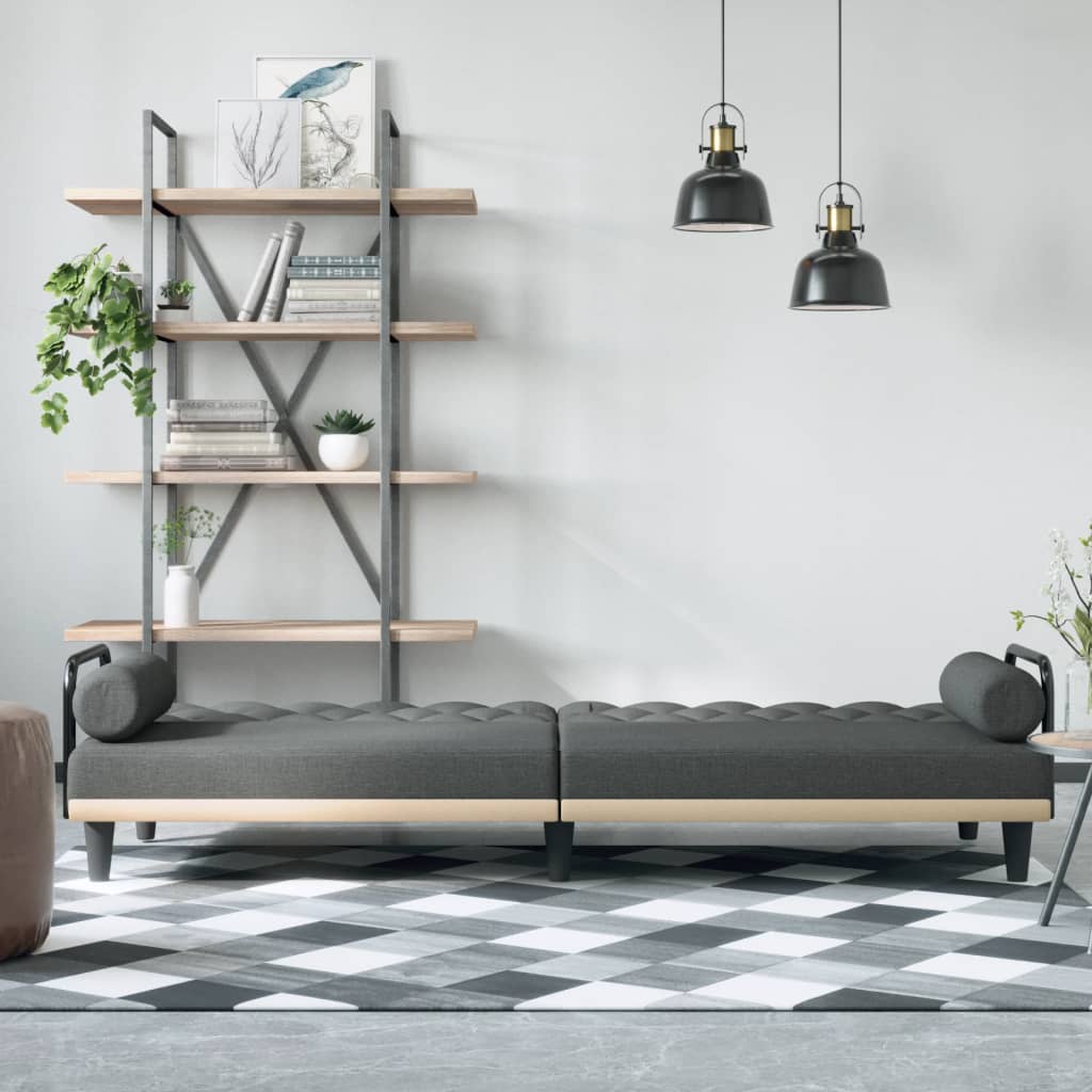Schlafsofa mit Armlehnen Dunkelgrau Stoff