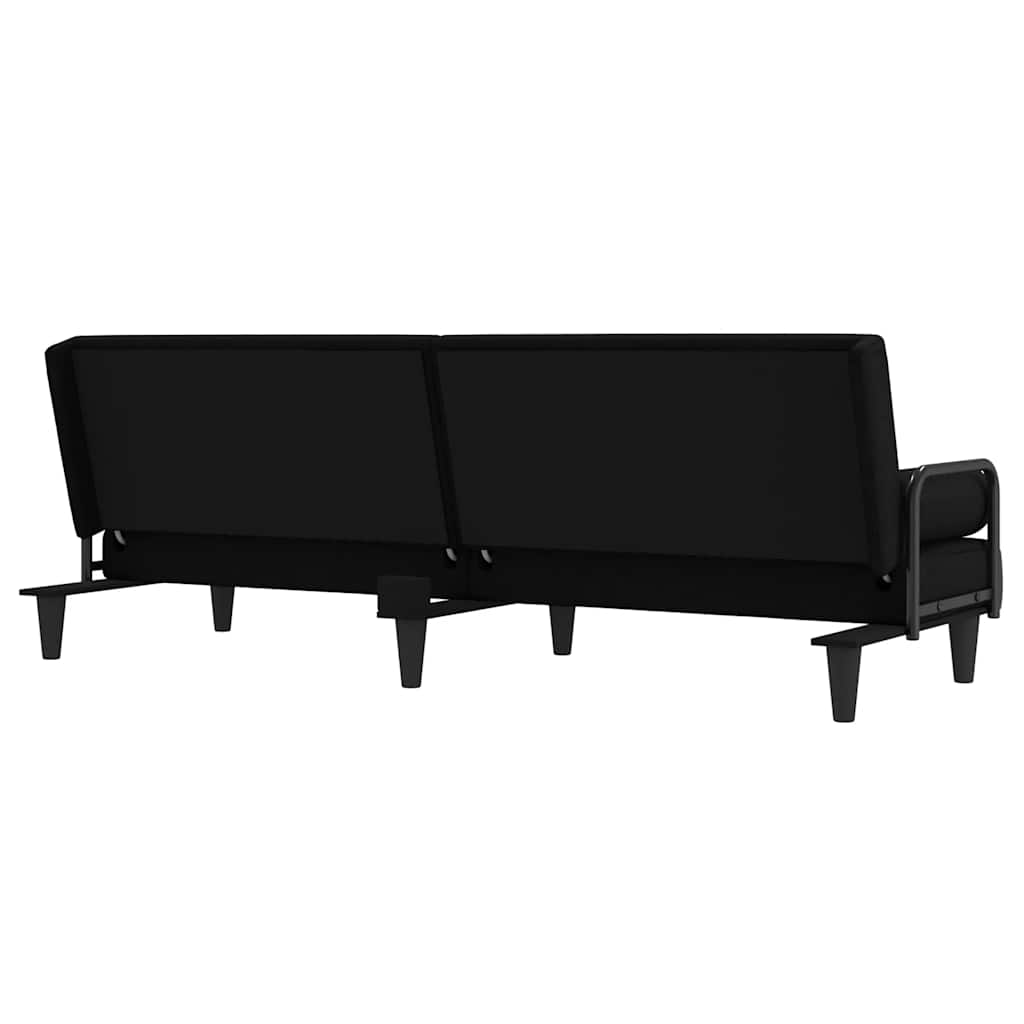 Schlafsofa mit Armlehnen Schwarz Stoff
