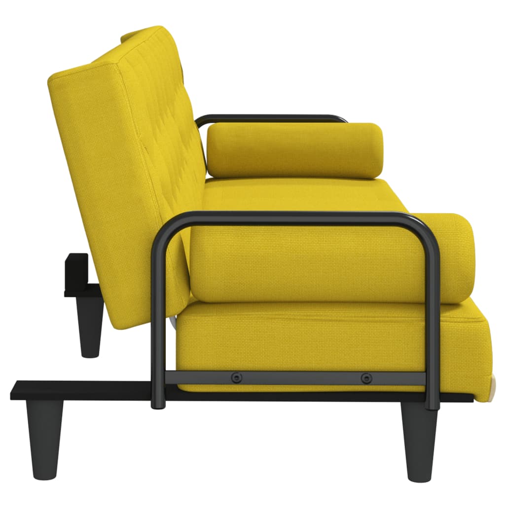 Schlafsofa mit Armlehnen Hellgelb Stoff