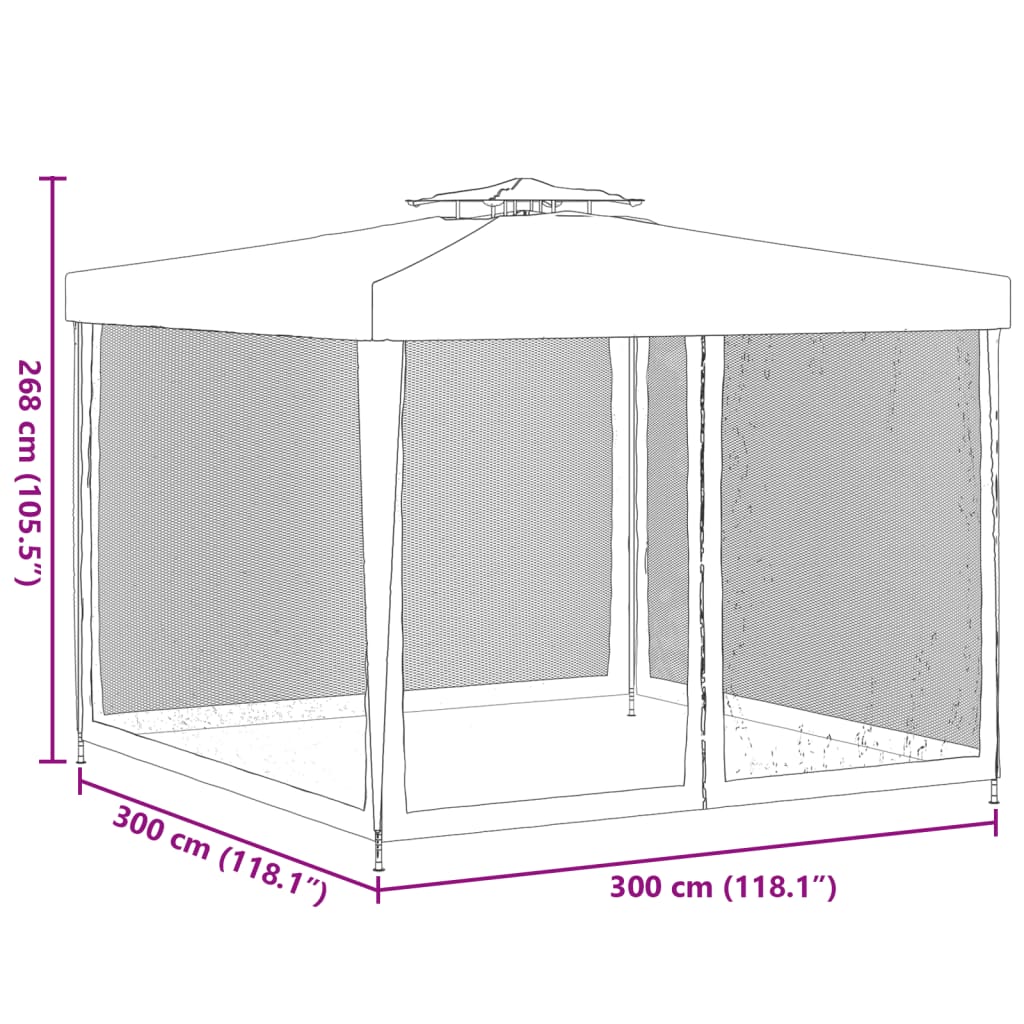 Pavillon mit Doppeldach Blau 3x3x2,68 m Stoff