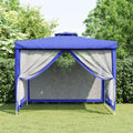 Pavillon mit Doppeldach Blau 3x3x2,68 m Stoff