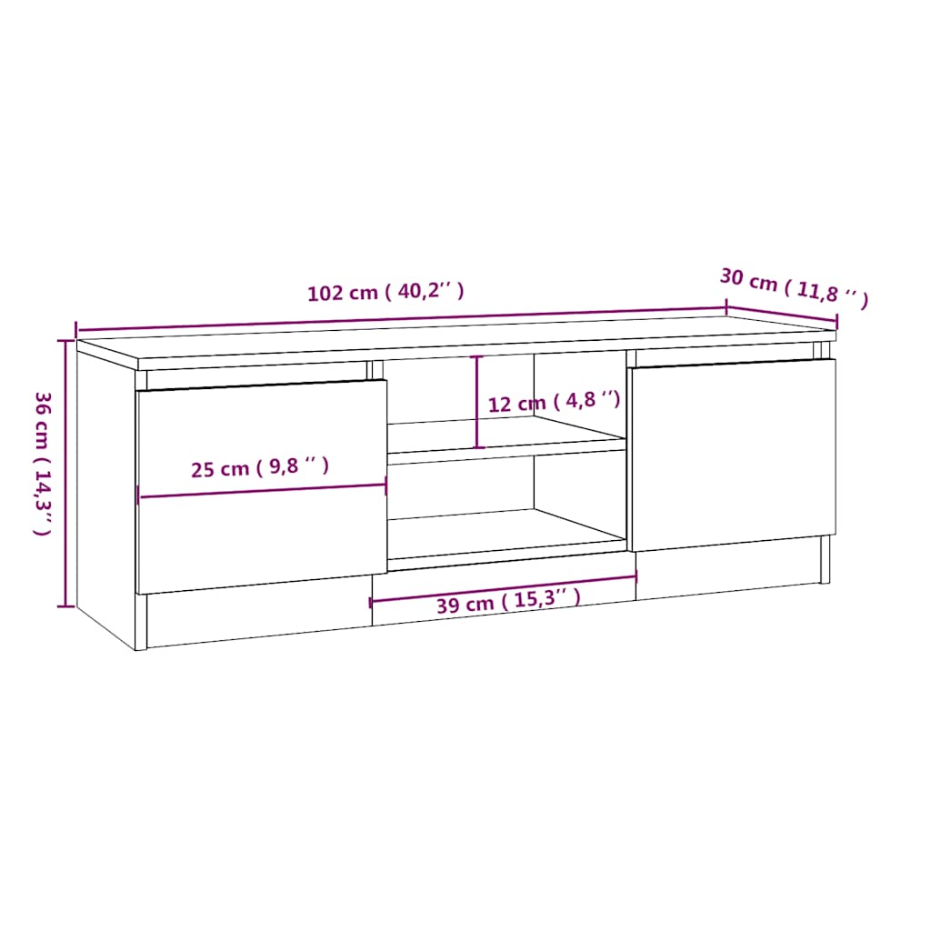 TV-Schrank mit Tür Betongrau 102x30x36 cm
