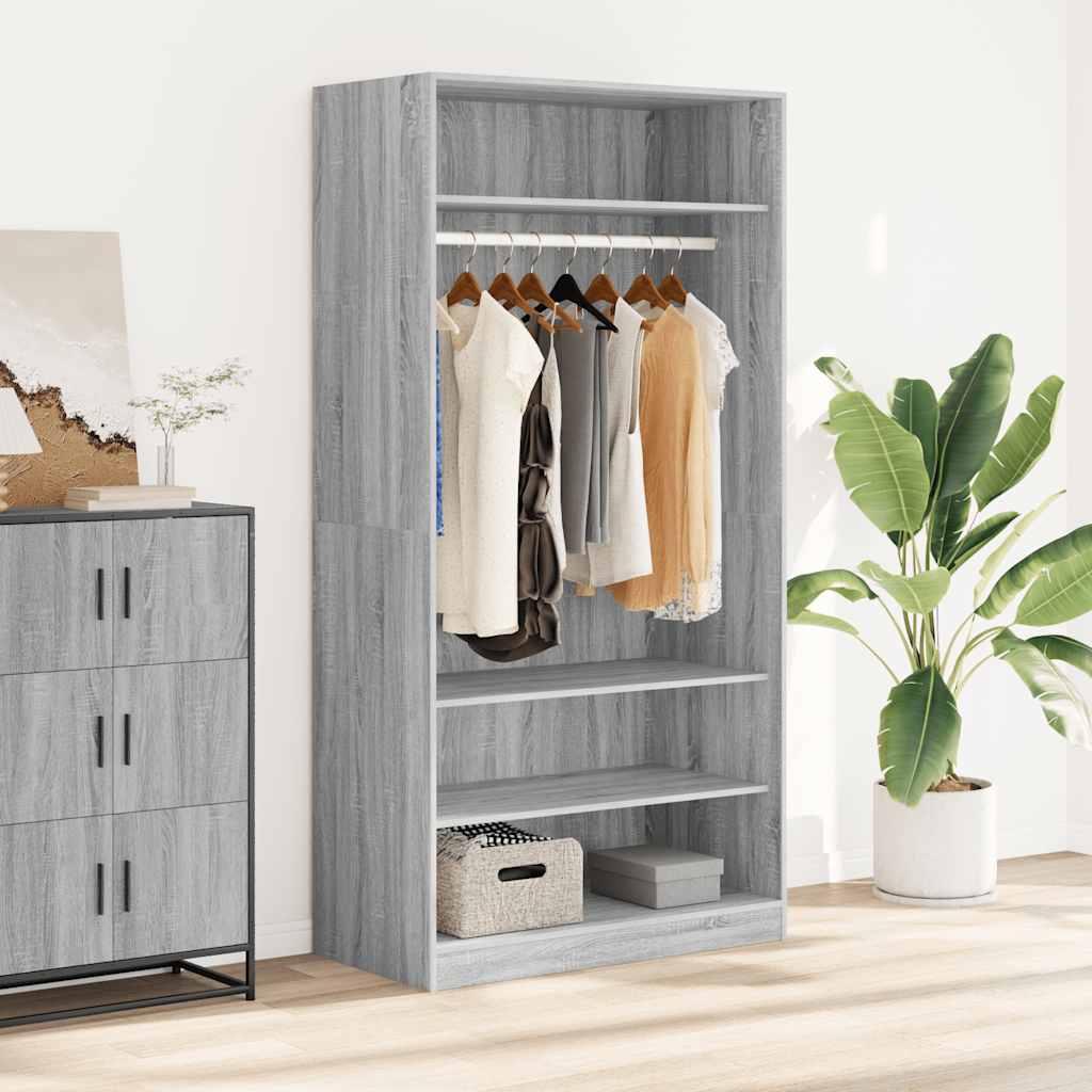Kleiderschrank Grau Sonoma 100x50x200 cm Holzwerkstoff