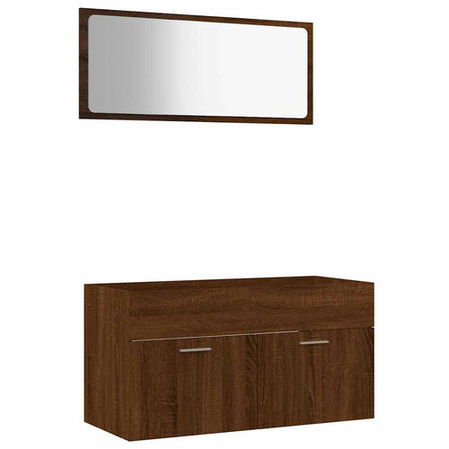 2-tlg. Badmöbel-Set Braun Eichen-Optik Holzwerkstoff