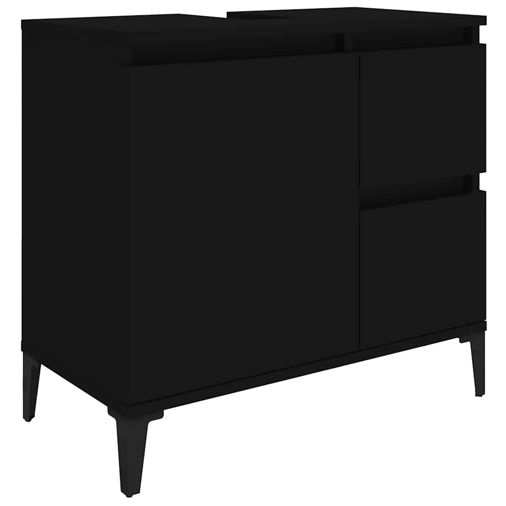 Badschrank Schwarz 65x33x60 cm Holzwerkstoff