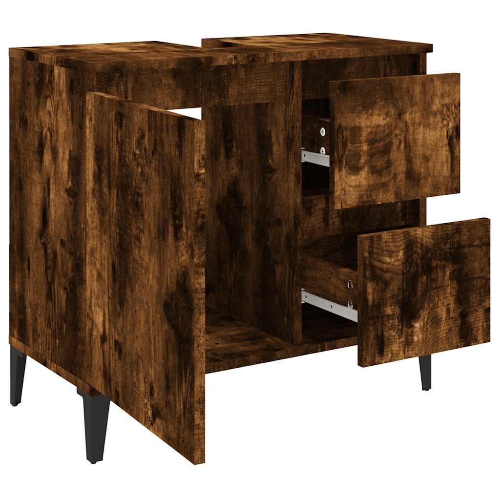 Badschrank Räuchereiche 65x33x60 cm Holzwerkstoff