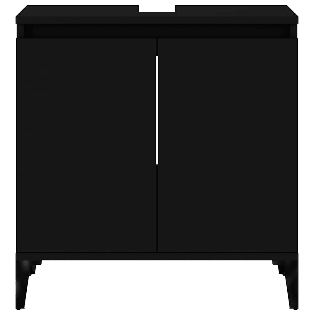 Waschbeckenunterschrank Schwarz 58x33x60 cm Holzwerkstoff