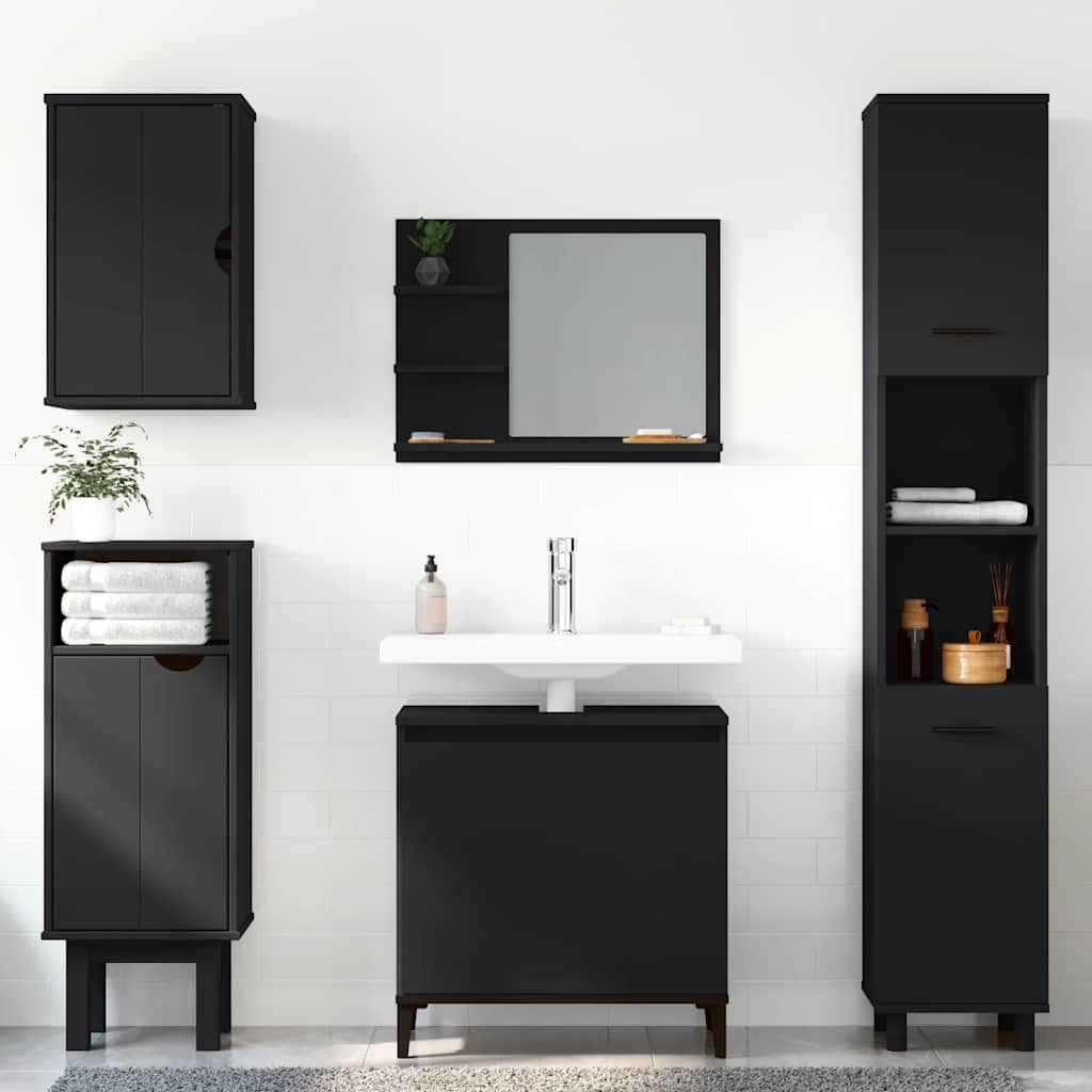 Waschbeckenunterschrank Schwarz 58x33x60 cm Holzwerkstoff