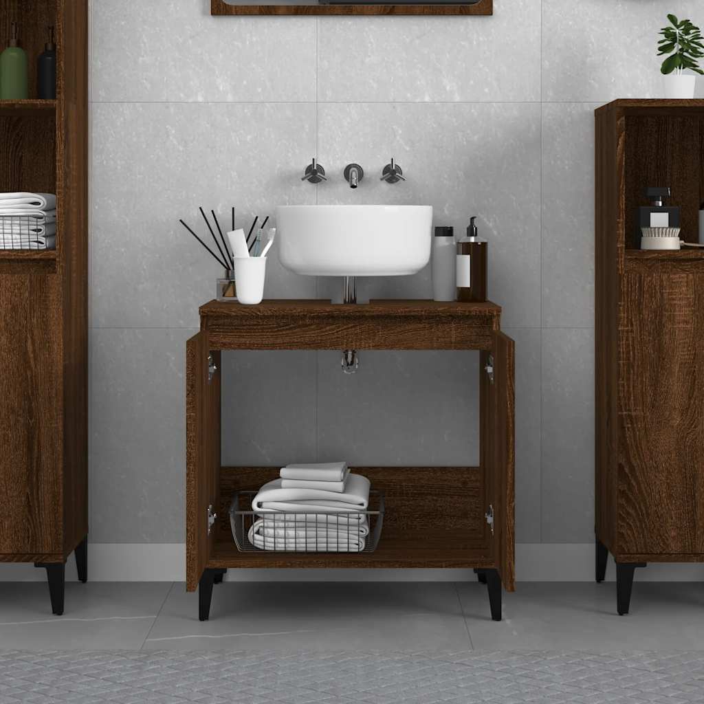 Waschbeckenunterschrank Braun Eichen-Optik 58x33x60 cm