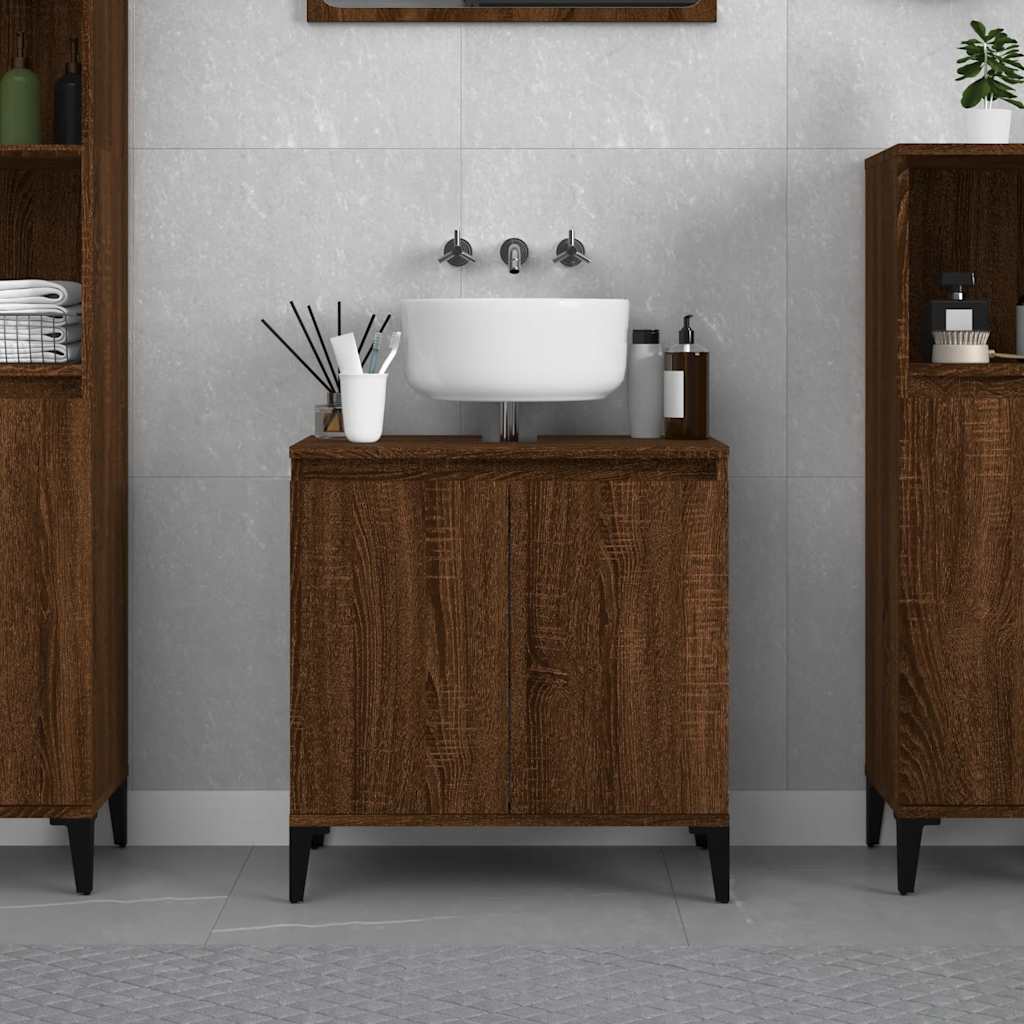 Waschbeckenunterschrank Braun Eichen-Optik 58x33x60 cm