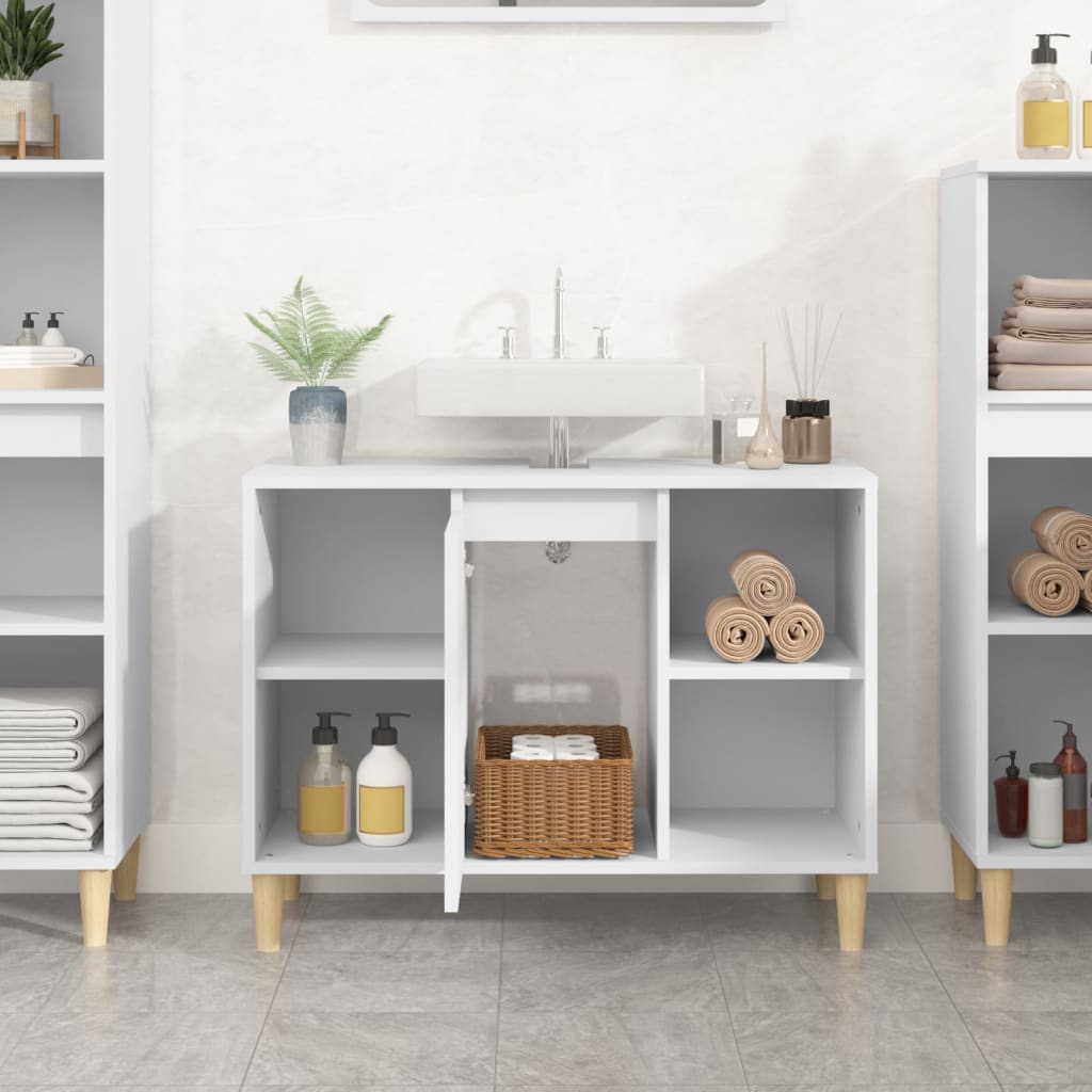 Waschbeckenunterschrank Weiß 80x33x60 cm Holzwerkstoff