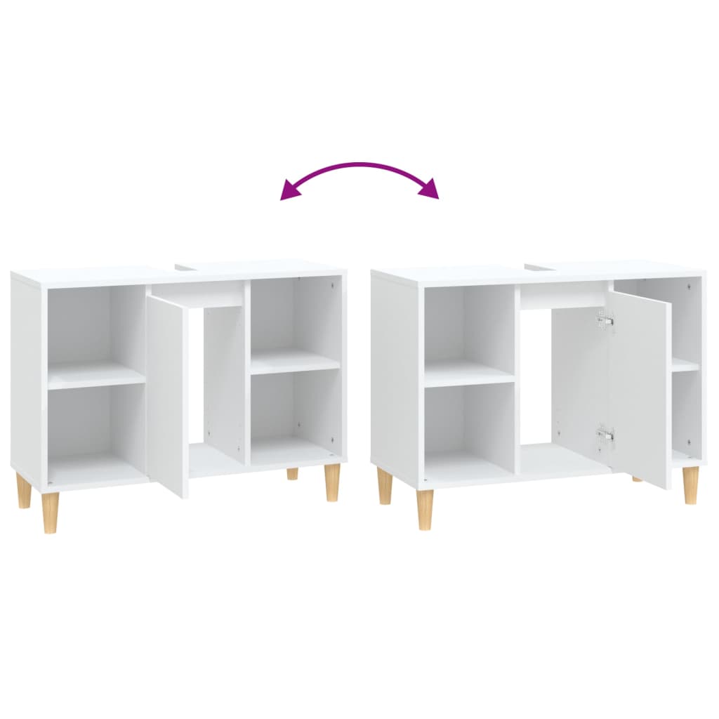 Waschbeckenunterschrank Weiß 80x33x60 cm Holzwerkstoff