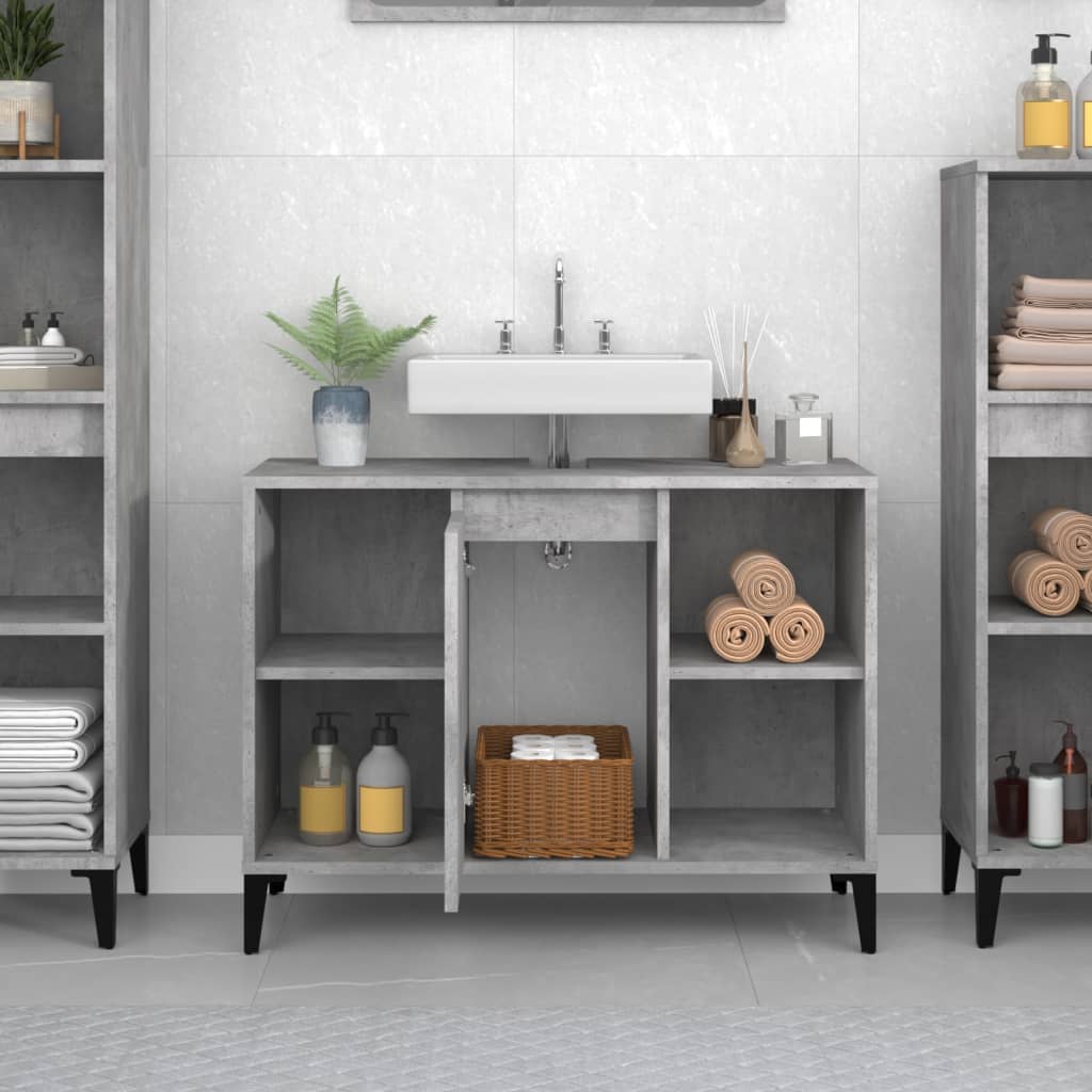 Waschbeckenunterschrank Betongrau 80x33x60 cm Holzwerkstoff