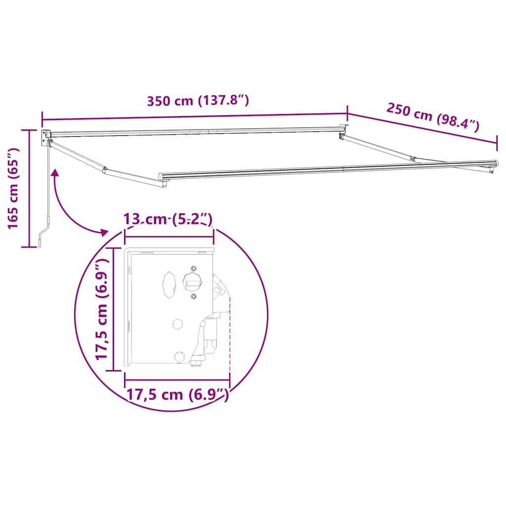 Ausziehbarer Sonnenschirmrahmen Anthrazit 350 x 250 cm