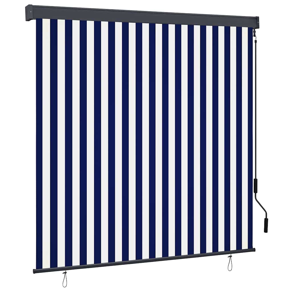 Rollo Blau und Weiß 180 x 250 cm Stoff und Aluminium