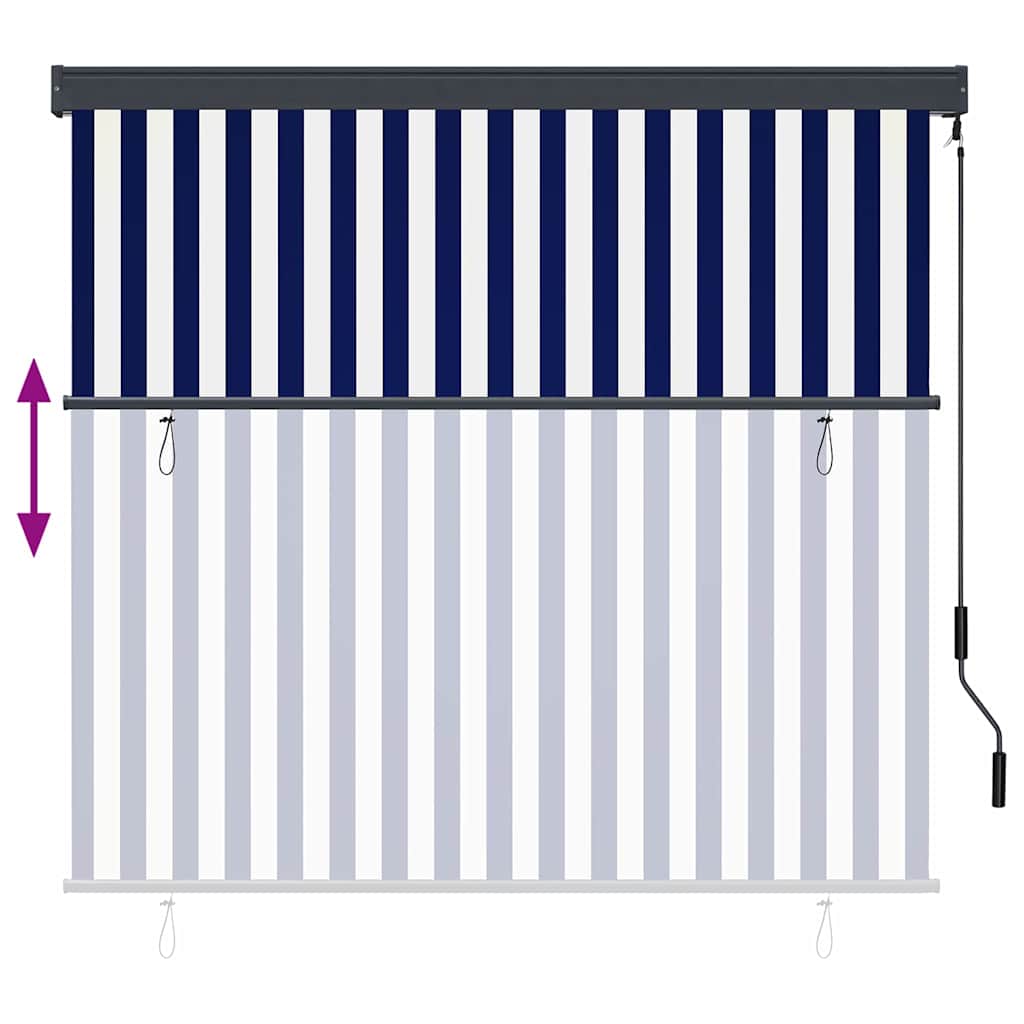Rollo Blau und Weiß 180 x 250 cm Stoff und Aluminium