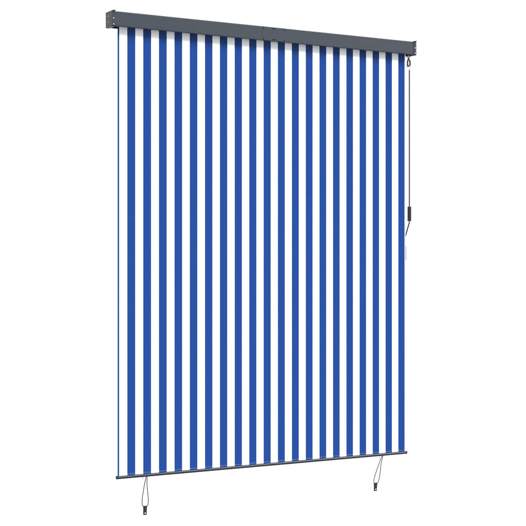 Rollo Blau und Weiß 200 x 250 cm Stoff und Aluminium