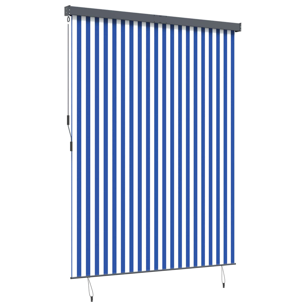 Rollo Blau und Weiß 200 x 250 cm Stoff und Aluminium