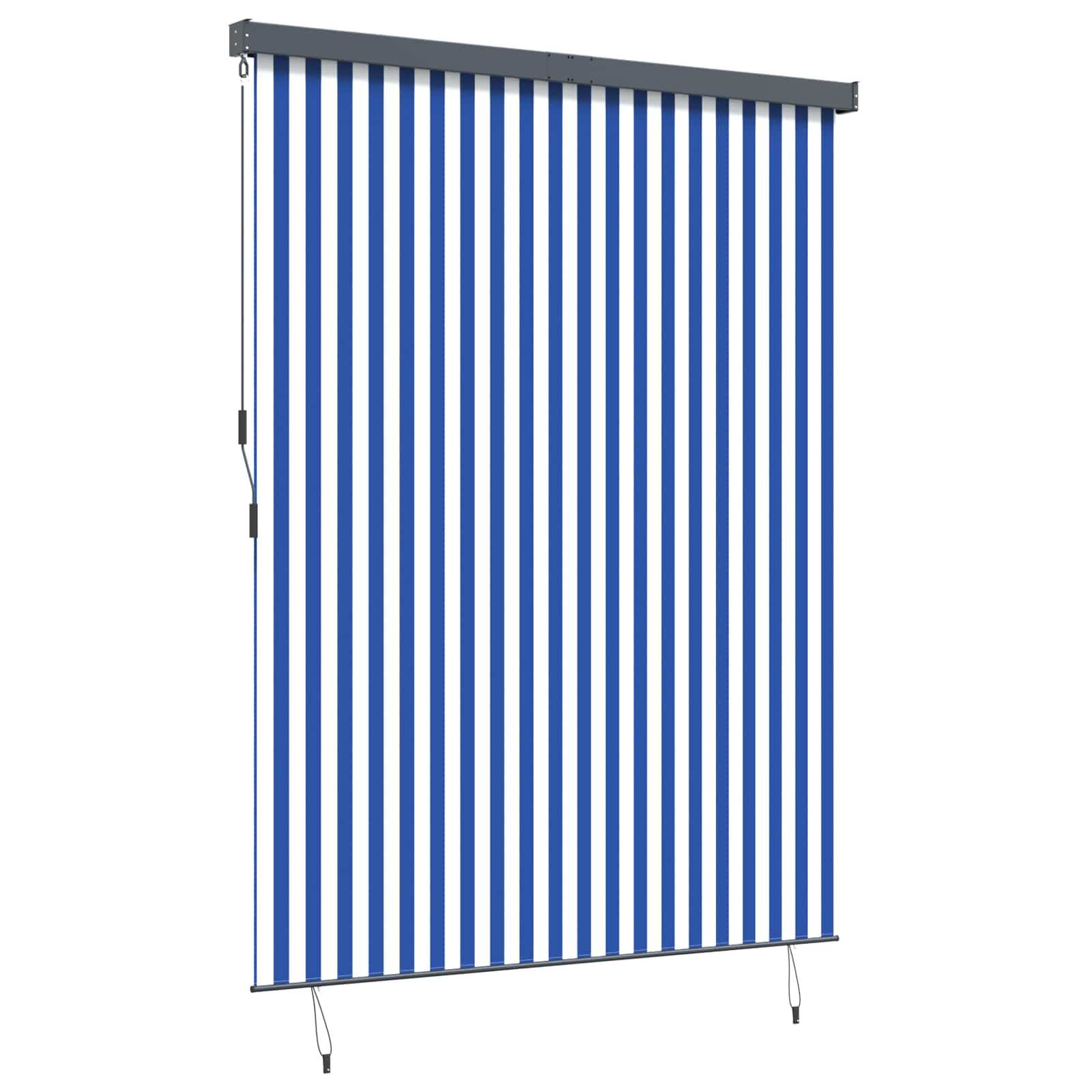 Rollo Blau und Weiß 200 x 250 cm Stoff und Aluminium