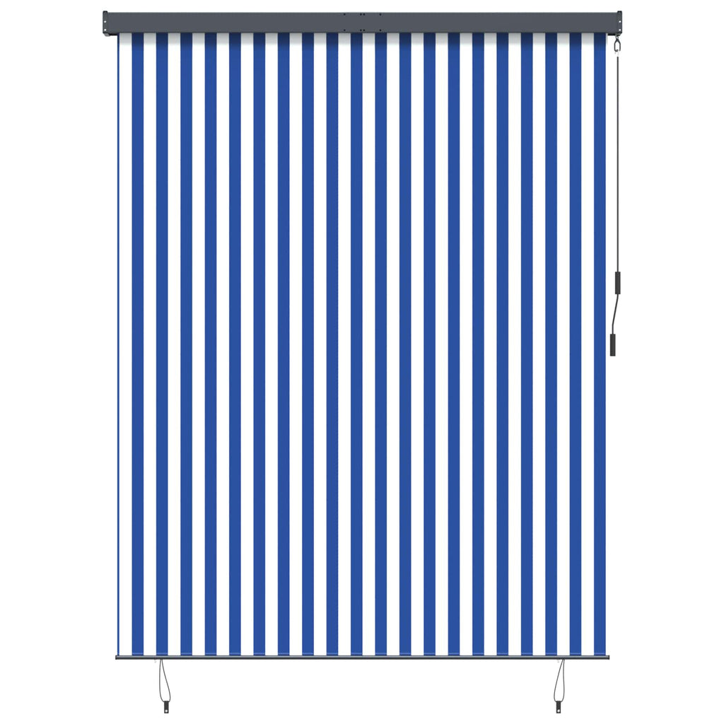 Rollo Blau und Weiß 200 x 250 cm Stoff und Aluminium