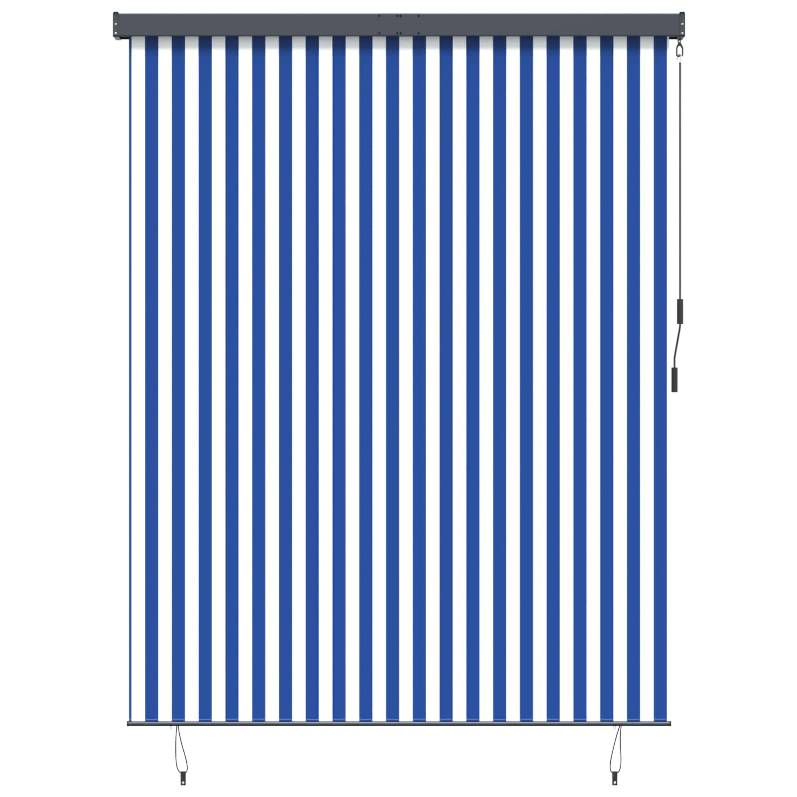 Rollo Blau und Weiß 200 x 250 cm Stoff und Aluminium
