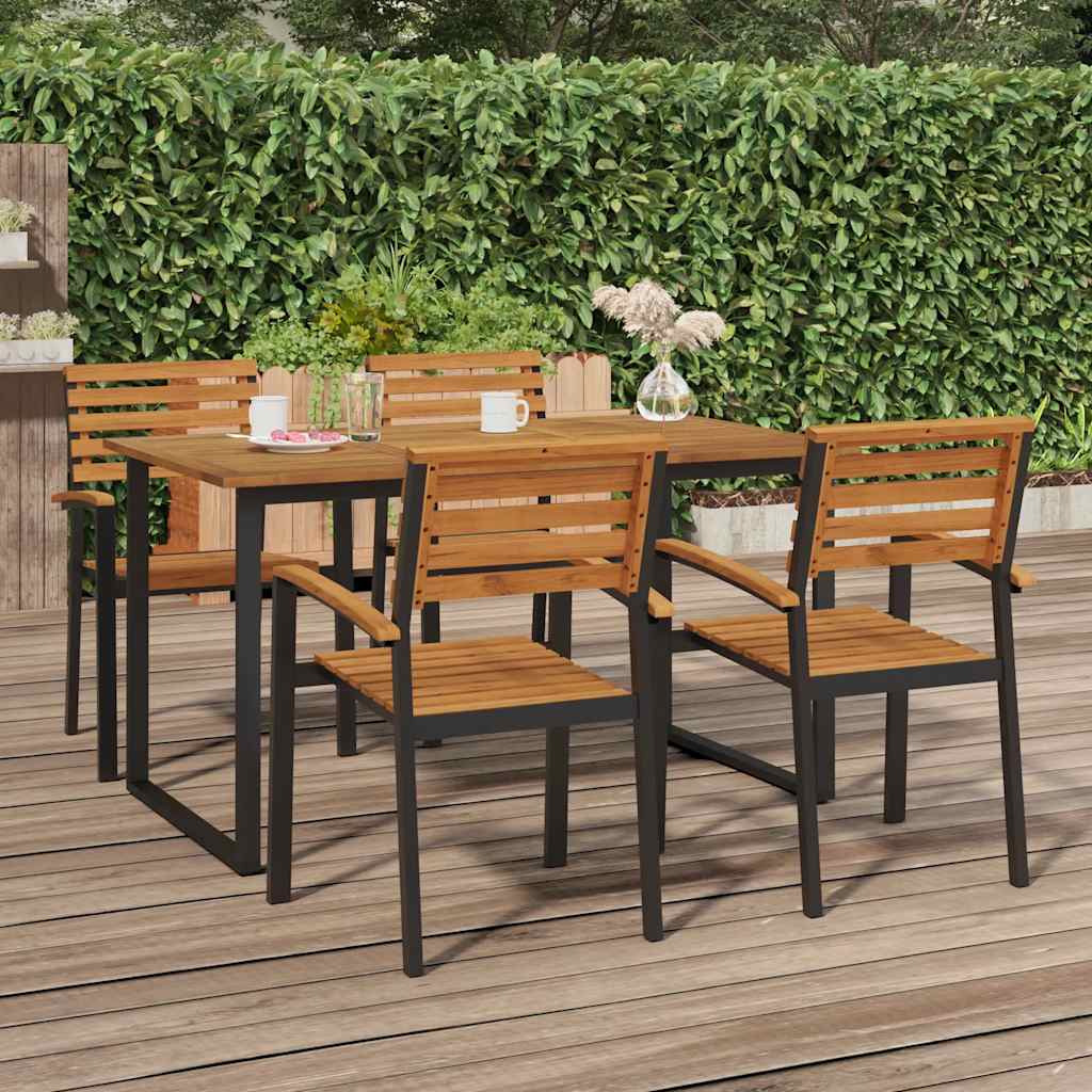 Gartentisch mit Beinen in U-Form 140×80×75 cm Massivholz Akazie