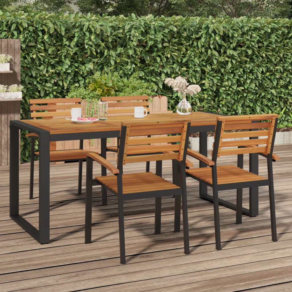 Gartentisch mit Gestell U-Form 180x90x75 cm Akazie Massivholz