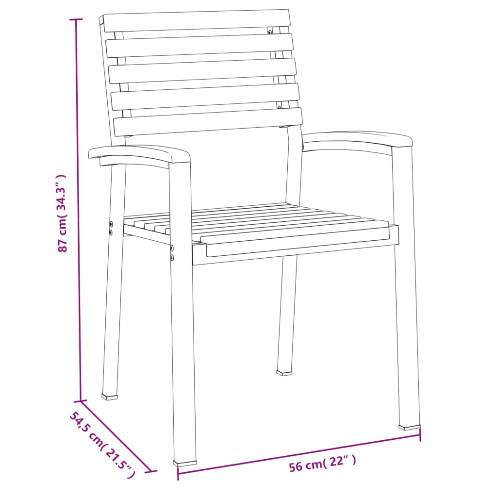 Stapelbare Gartenstühle 2 Stk. Massivholz Akazie und Metall