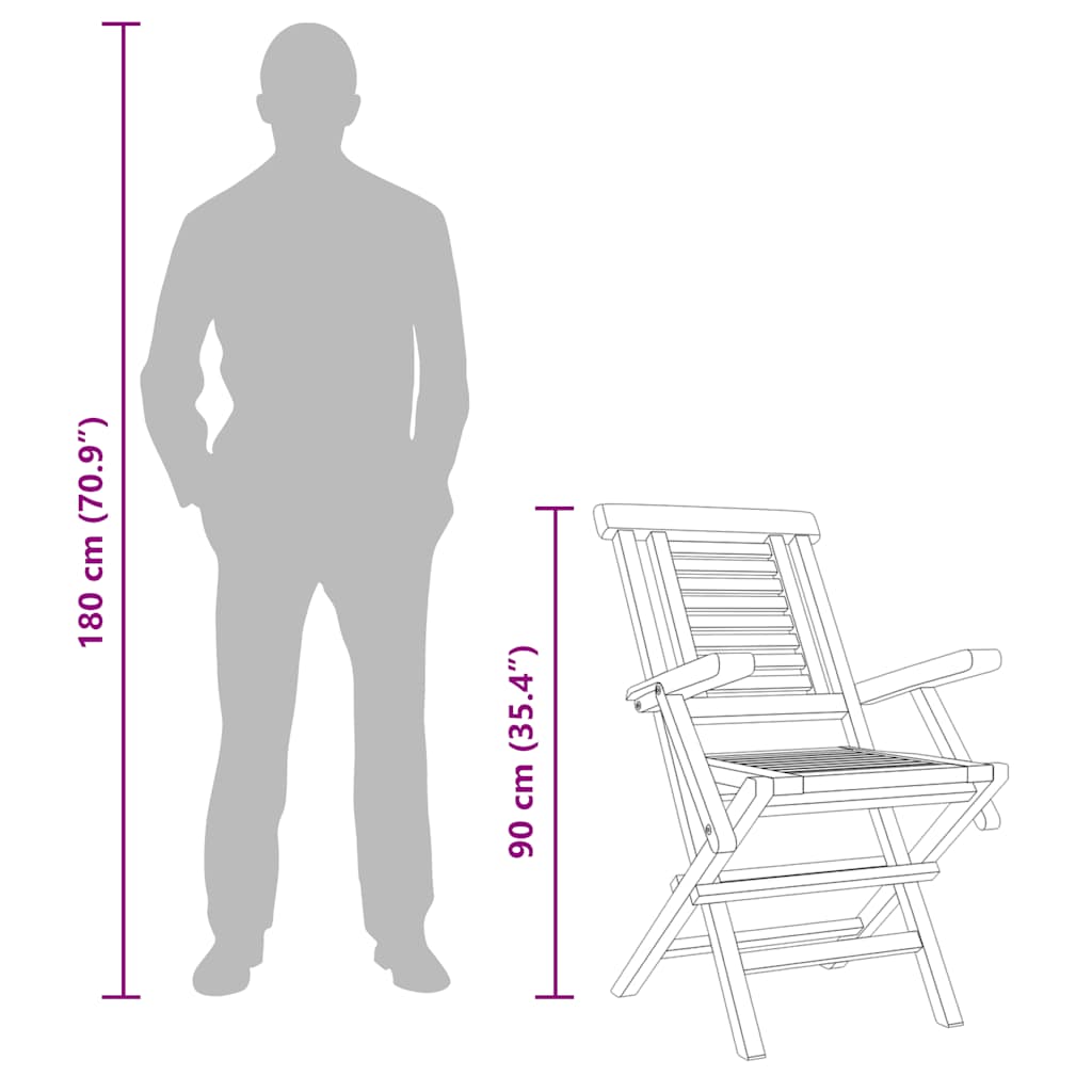 Gartenstühle 2 Stk. Klappbar 56x63x90 cm Massivholz Teak