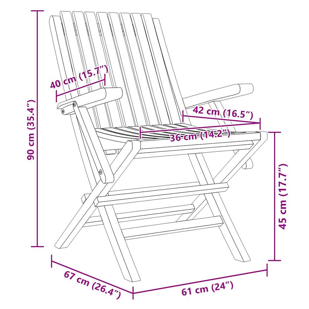 Gartenstühle 2 Stk. Klappbar 61x67x90 cm Massivholz Teak