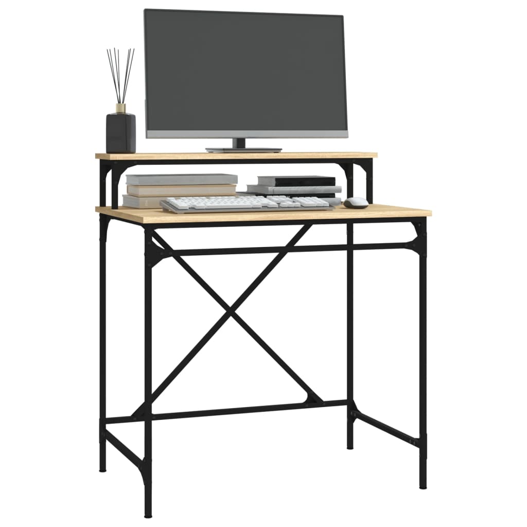 Schreibtisch Sonoma-Eiche 80x50x90 cm Holzwerkstoff und Eisen