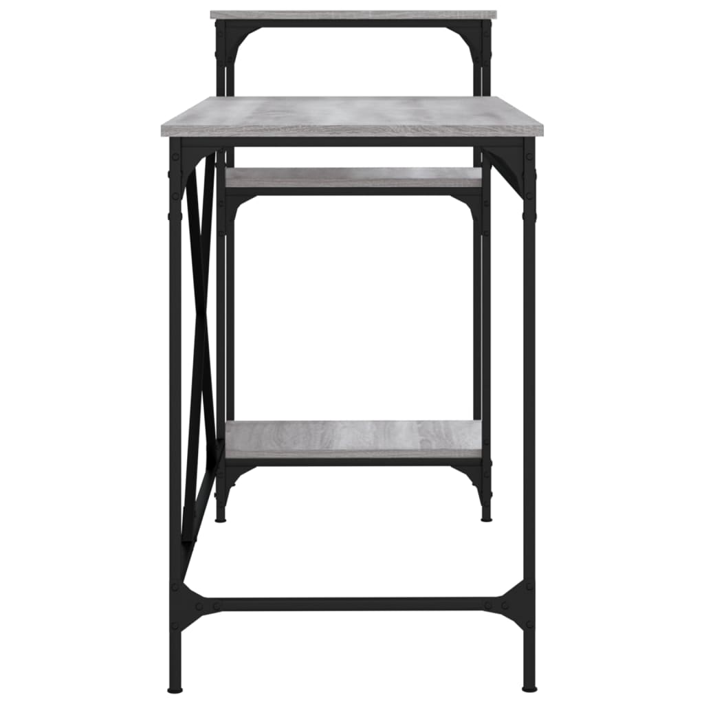 Schreibtisch mit Regal Grau Sonoma 135x50x90 cm Holzwerkstoff