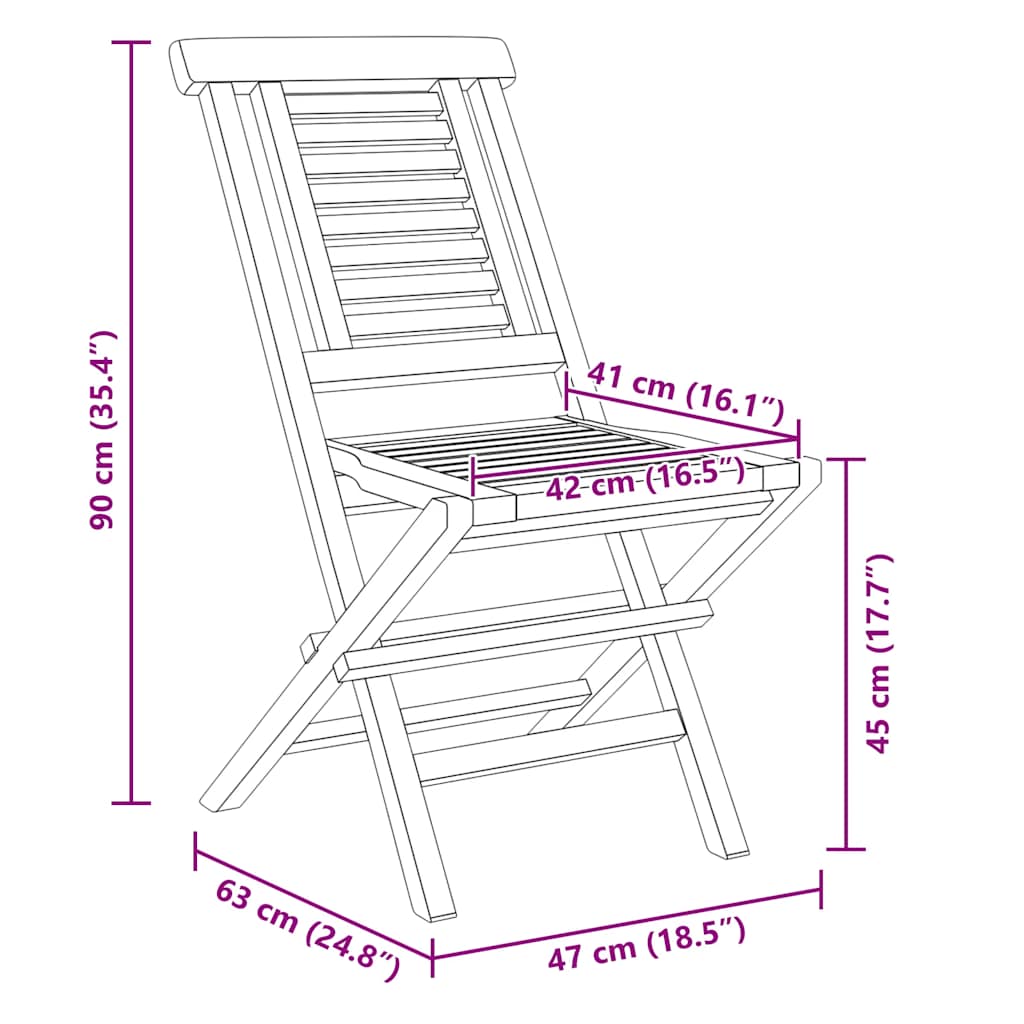 Gartenstühle 4 Stk. Klappbar 47x63x90 cm Massivholz Teak
